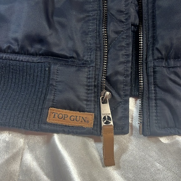 Navy Blue Top Gun Aviator Bomber Flight Jacket - Juniors Size 14 - Picture 6 of 17